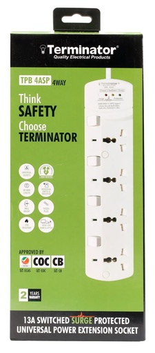 TERMINATOR TPB 4ASP , 4-way Universal Power Extension Cable , 3meters