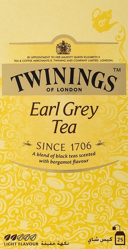 TWININGS EARL GREY TBAG 25 TEA BAGS (Pack of 12)