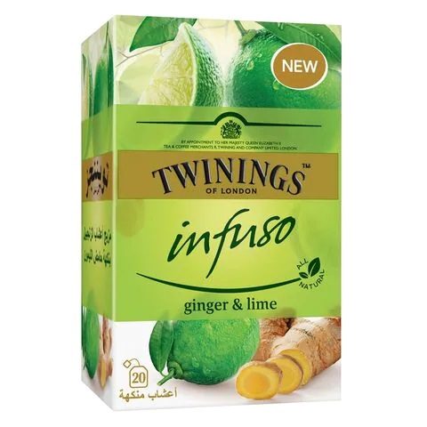 TWININGS INFUSO GINGER LIME 20 TEA BAGS (PACK OF 6)
