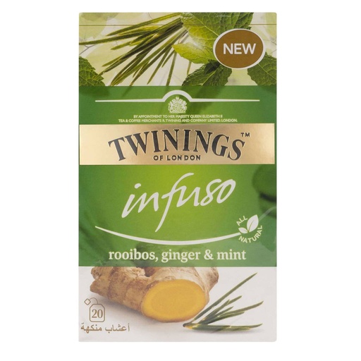TWININGS INFUSO ROOIBOS GINGER & MINT 20 (PACK OF 6)