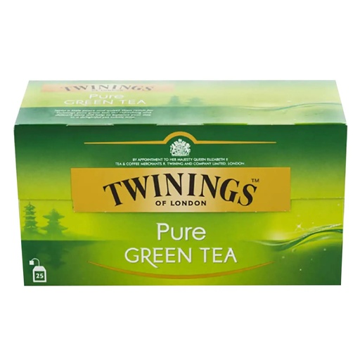TWININGS PURE GREEN 25 TEA BAGS (PACK OF 12)