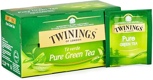 Twinings Pure Green Tea - 25 enveloped tea bags, 50g  (Case of 12)