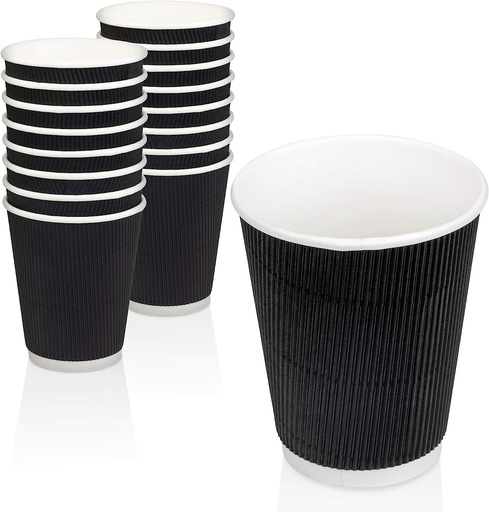 ADY Disposable Paper Ripple Cups - 8oz BLACK (Pack of 50)