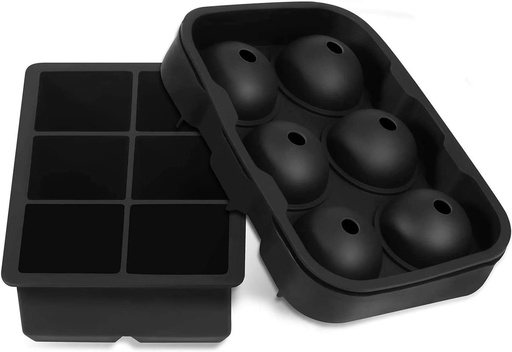 Generic Large Size Ice Cube Maker Hold Silicone Cube Tray And Ball Black (Pack of 2)