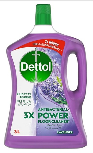 Dettol 3X Antibacterial Power Floor Cleaner, Lavender , 3L