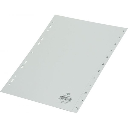 FIS FSDV1-12 PP Divider 1-12 A4 Grey