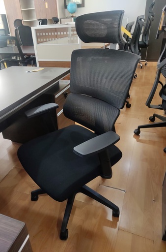 NF KTM-701 Ergonomic Highback Chair with Lumbar Pad and Headrest , Mesh , Black