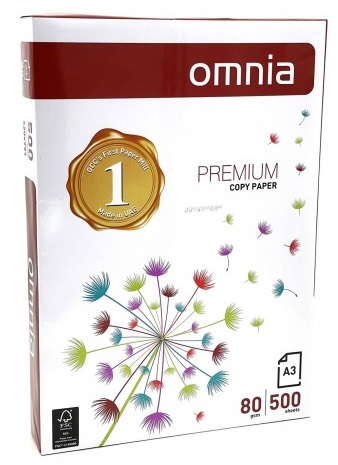 OMNIA Premium Copy Paper - A3, 80gsm, 500 sheets/ream