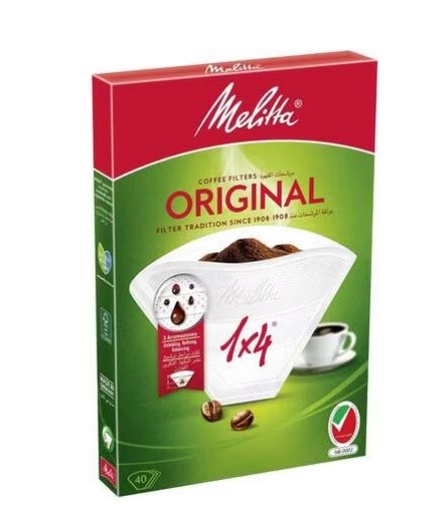 Melitta 1 x 4 Original Coffee Filters White(Pack of 40)