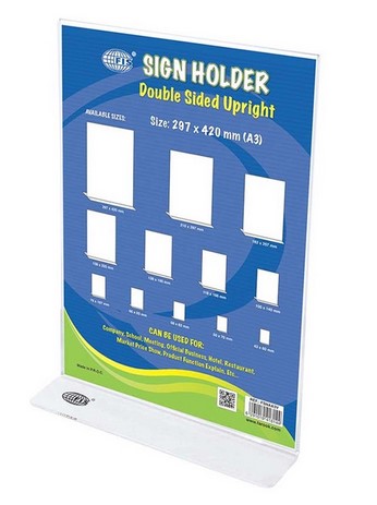 FIS FSNAA3V Double Sided Upright Vertical Sign Holder, 297 x 420mm, White