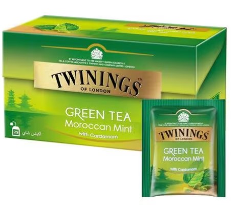 TWININGS GREEN TEA MOROCCAN MINT 25 TEA BAGS (PACK OF 12)