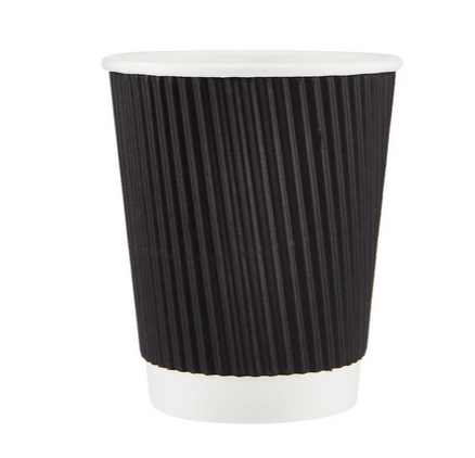 Hotpack PCRW8B Ripple Paper Cups 8oz BLACK (500 Pieces)