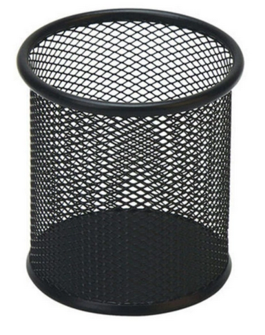FIS FSPH101BK Pen Holder - Wire Mesh, Round, Black