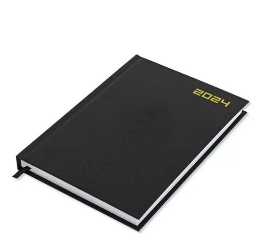 FIS FSDI21E24BK 2024 A5 Diary,Vinyl, English Hard Cover Black