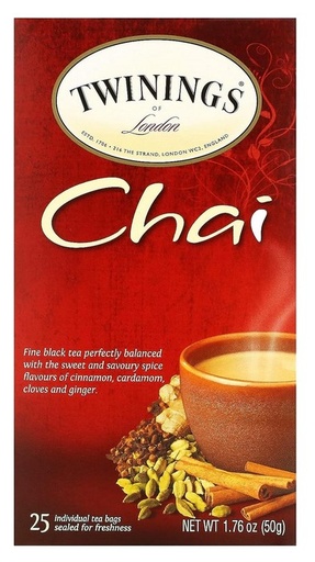 Twinings Chai Tea, 25 Tea Bags, (50 g)
