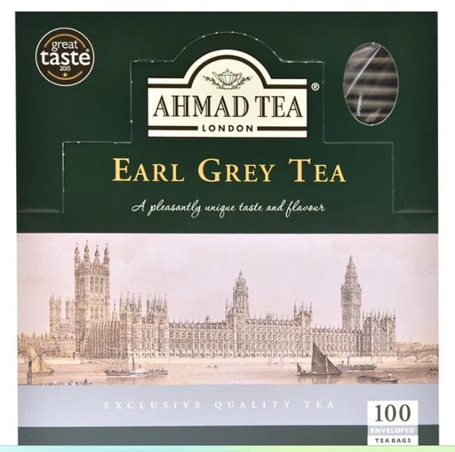 Ahmad Tea London Enveloped Earl Grey Black Tea 100 Tea Bags(AHT-015-0)