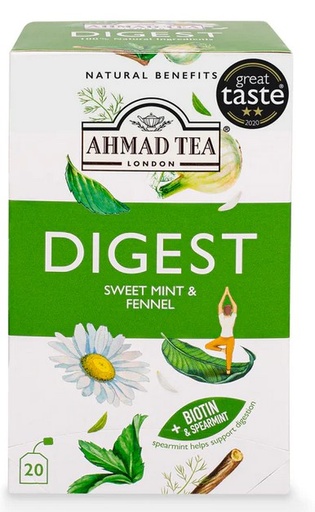 Ahmad Tea London Sweet Mint & Fennel "Digest" Infusion tea Aluminum pack - 20 tea bags(AHT-035-0)