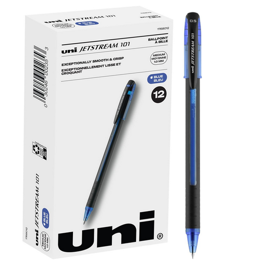 Uni-ball Jetstream 101, Blue (1.0mm ) Medium  (Pack of 12)