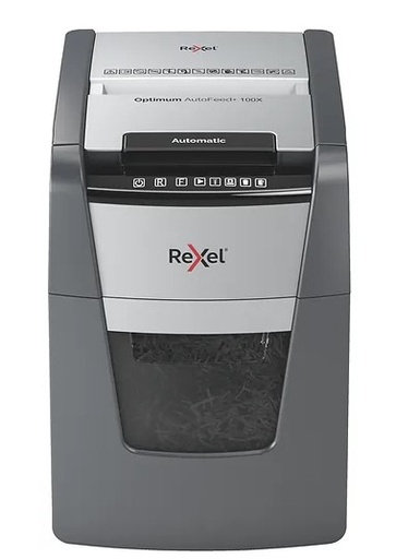 Rexel Optimum AutoFeed+ 100X Automatic Cross Cut Paper Shredder P4 - Black