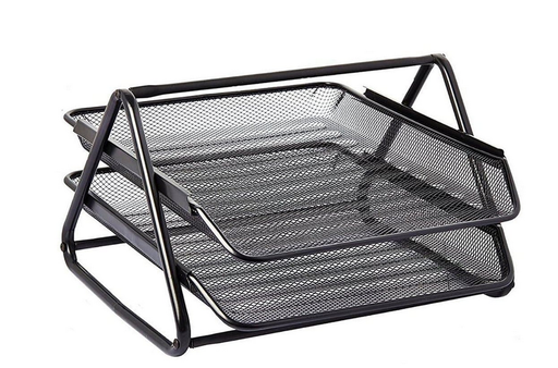 Partner Metal Mesh 2-Tier Document Tray, Black