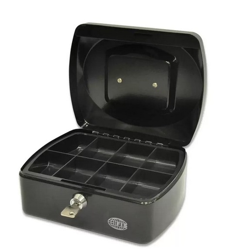 FIS FSCPTS0130BK Cash Box with Key Lock, 8 Inch ,Black