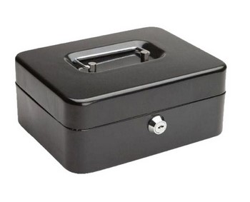Partner Cash Box with Key Lock, 8 inches ,Black