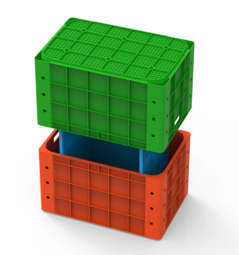 PALLETCO 10111 FISH CLOSED CRATE 600x400x350MM ( Green) with LID ( Grey) 84L