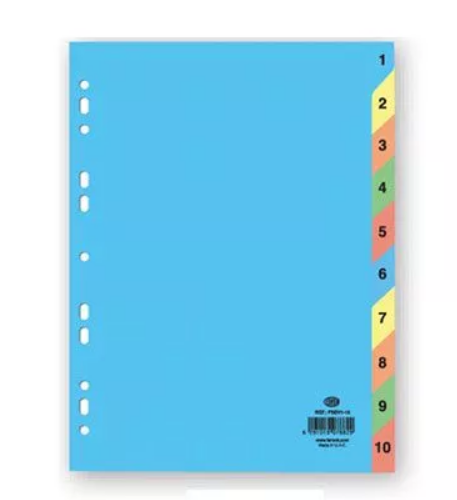 FIS FSDV338 Paper Divider - A4, 160GSM, 1-10 Color
