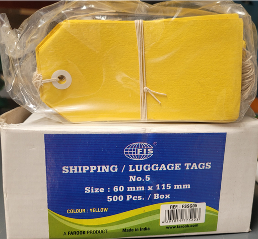 FIS FSSG05 No.5 Paper Luggage Yellow Tags, 115mm x 60mm (500pieces)