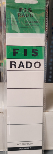 FIS FSST8RDWH Rado Box File Sticker Spine Label; 54x186mm Broad 8cm (3inch) White ( Pack of  10)