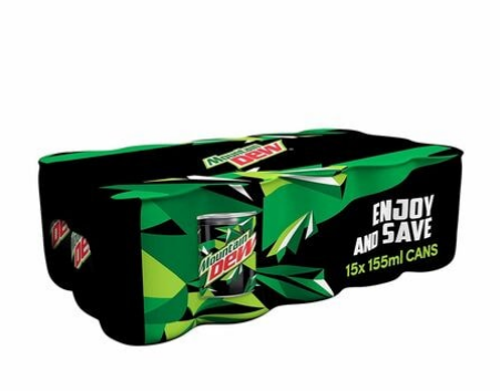 Mountain Dew Carbonated Soft Drink Mini Cans 155ml Pack of 15