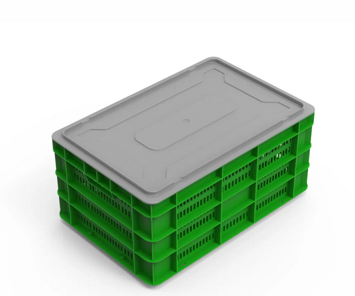 Palletco Ventilated Crate 600x400x280MM ( Assorted Colors ) with LID ( Grey) 84L