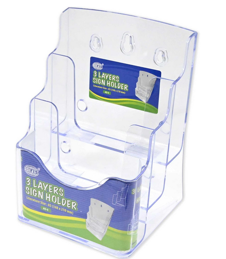 FIS FSNAA5-3 Sign Holder 3 Layers, Size A5(14.8x21cm), Transparent