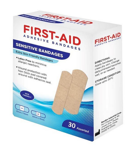 First Aid Sensitive Bandages Assorted 30'S