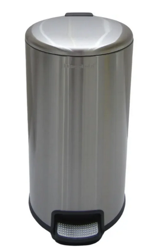 TRASH LAB Stainless Steel Round Dustbin with Pedal ( Soft Closing) -30L