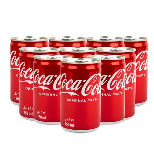 Coca-Cola Coke Regular Soft Drink, Mini Can - 150ml (Pack of 10)
