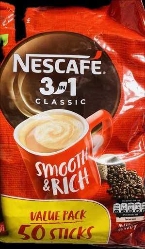 Nescafe 3-In-1 Classic Instant Coffee - 20g, Value Pack 50 Sticks (Limited Edition )