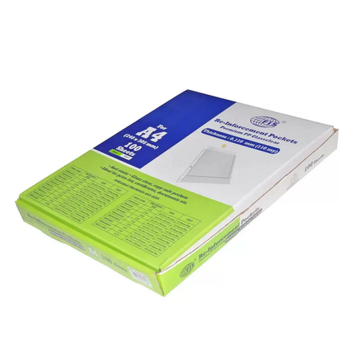 FIS FSRP0110MM Reinforcement Punch Pocket (Sheet Protector) A4 , 110 microns ( Pack of  100)