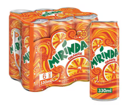 Mirinda Orange Flavoured Carbonated Soft Drink 330ml (Pack of 24)