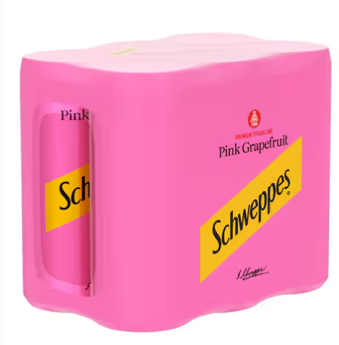 Schweppes Pink Grapefruit  Carbonated Low-Calorie Soft Drink 250ml (Pack of 24)