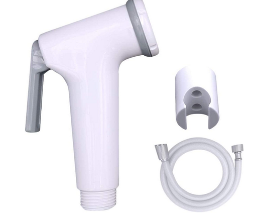UNI FLO Shattaf Set - Handheld Bidet Sprayer for Toilet with Hose and Wall Holder , White , Plastic