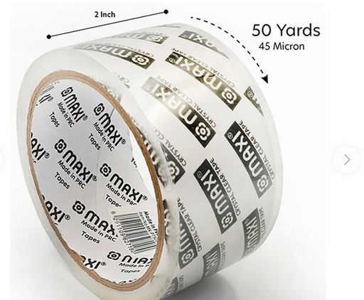 MAXI Clear Packaging Tape - 2 Inch,  50 yards , 45microns , Transparent