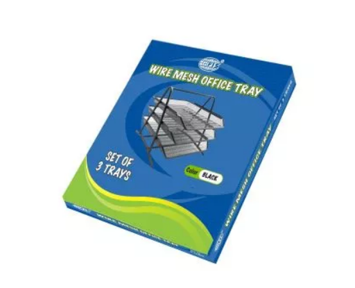 FIS FSOT102BK Wire Mesh 3 Tier Document Paper Tray - A4, Black