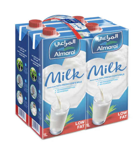 Almarai Long Life UHT Low Fat Milk 1L (Pack of 4)