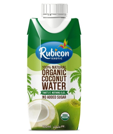 RUBICON 100% Natural Organic Coconut Water - No added Sugar, 330ml (Case of 12)
